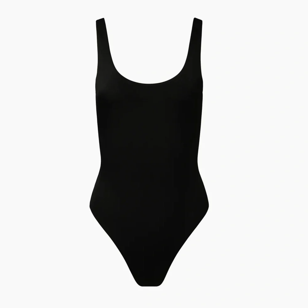 Onia Black Solid Square Neck One-Piece Swimsuit Women's Size Large (estimated)